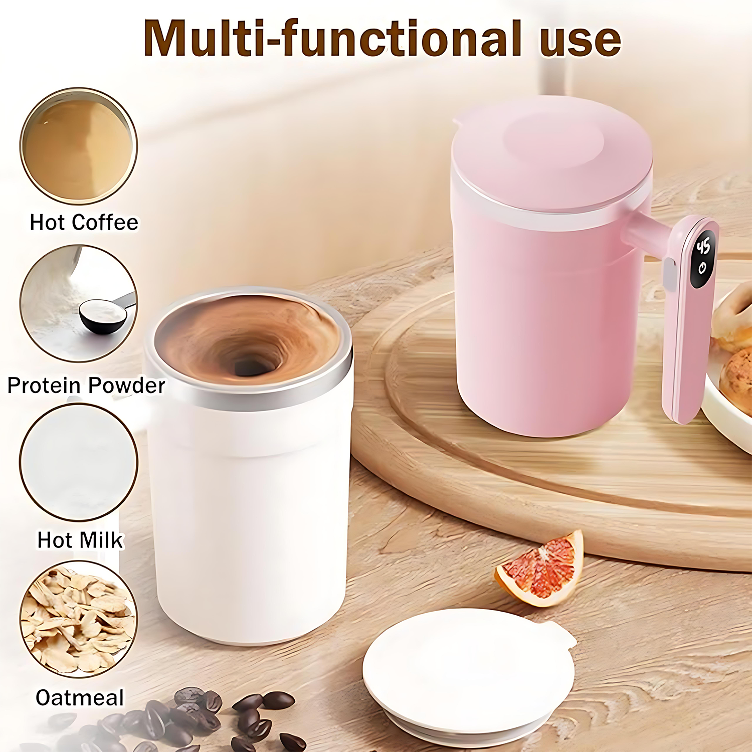 13oz Stainless Steel Electric Stirring Cup for Milk Coffee 2