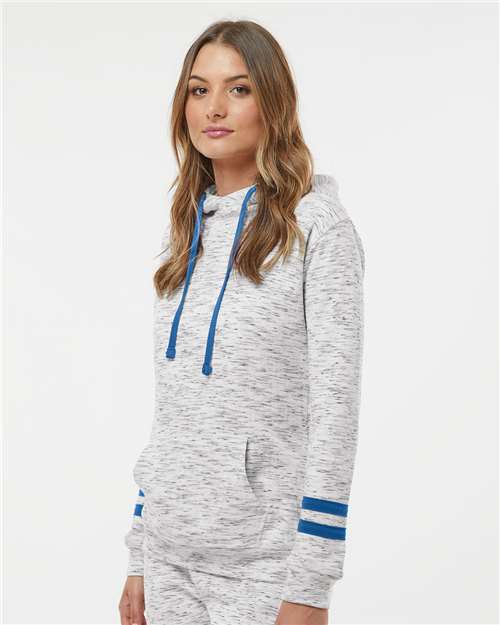 Women's Mélange Fleece Striped-Sleeve Hooded Sweatshirt - 8674 9