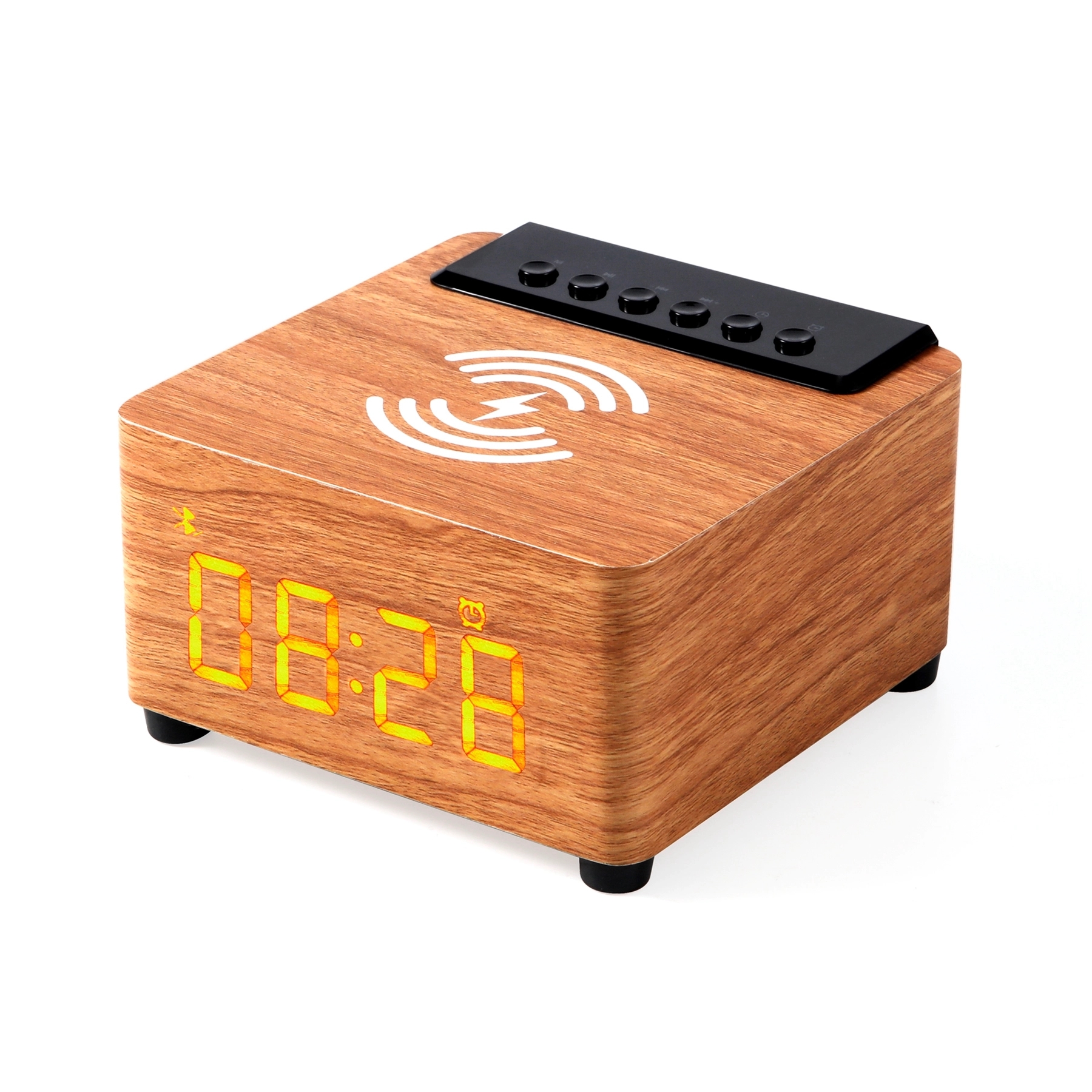 K2 Wooden 10 W Wireless Charger with Alarm Clock & Speaker 4