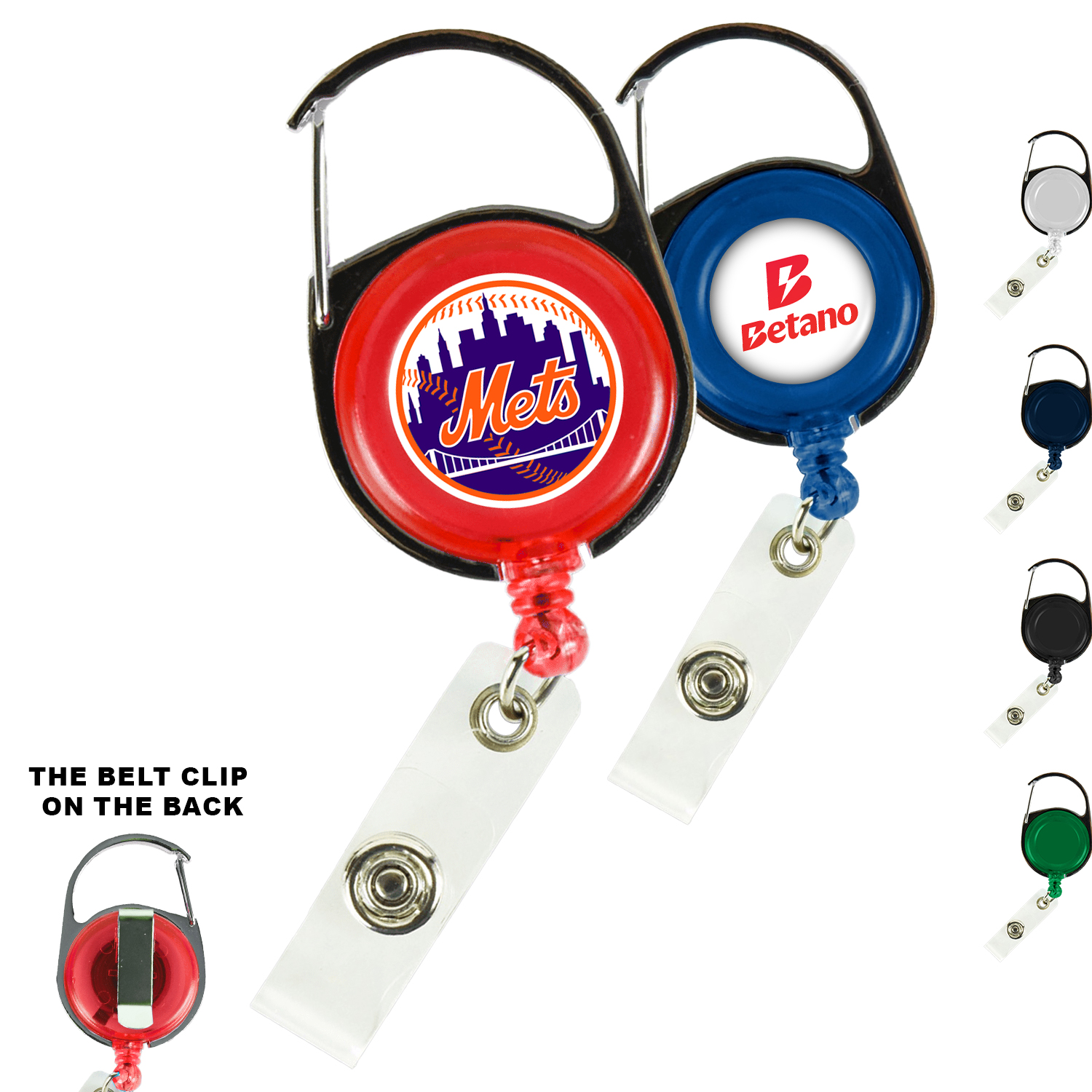 Transparent Retractable Carabiner Badge Reel w/ Belt Clip 2