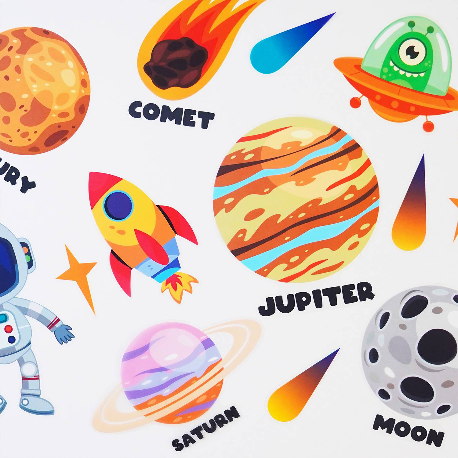 Decals Wall Stickers Removable Planets in The Space 6