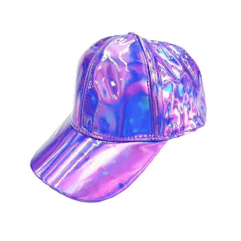 Shiny Metallic PU Baseball Cap Holographic Hip Hop Hat 9