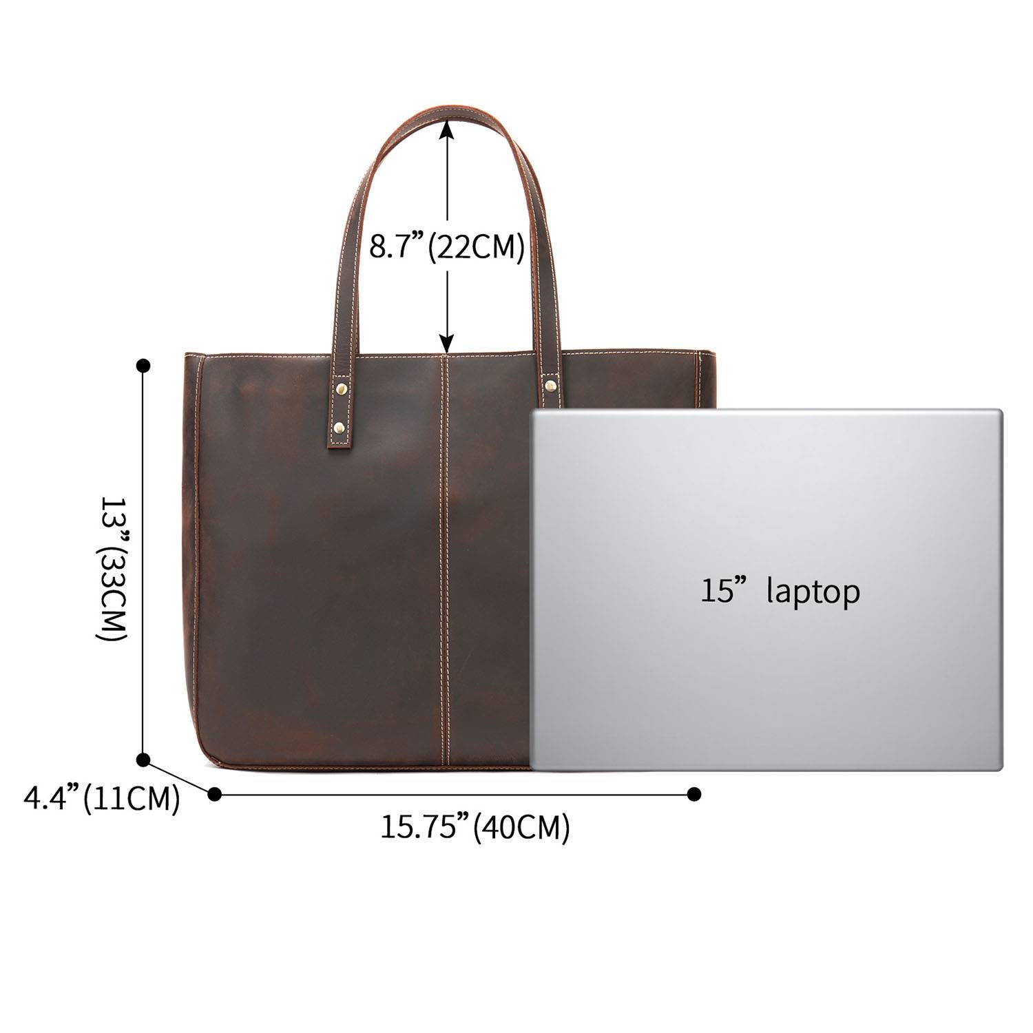 Genuine leather tote bag 5
