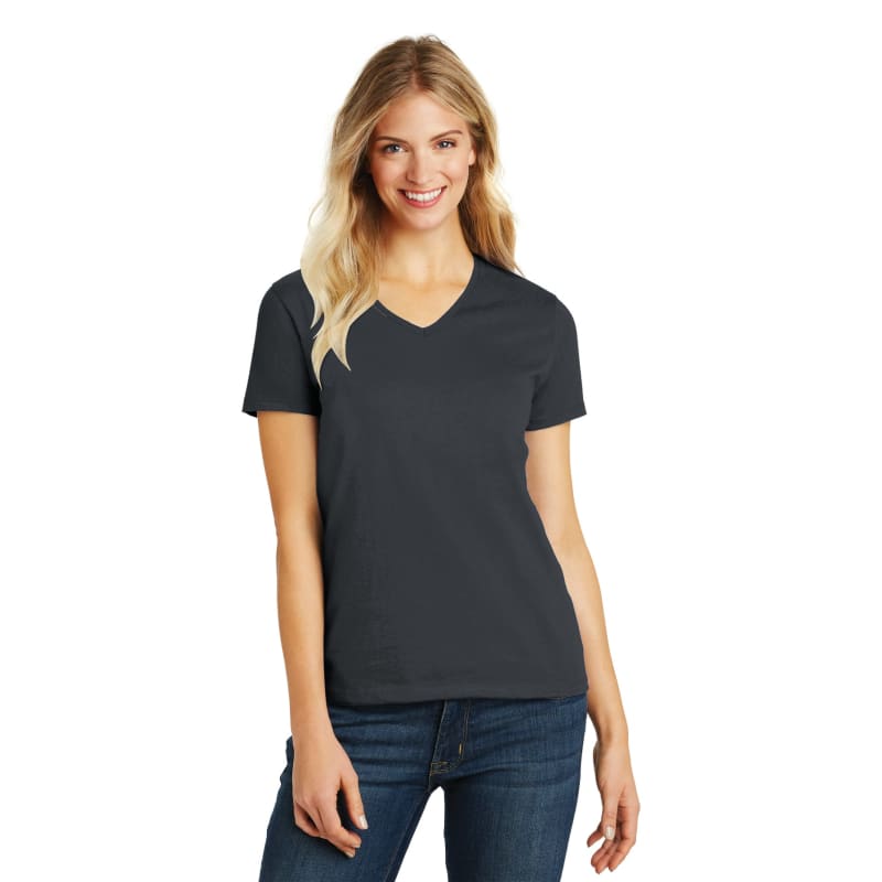 District Women's Perfect Blend CVC V-Neck Tee. 53