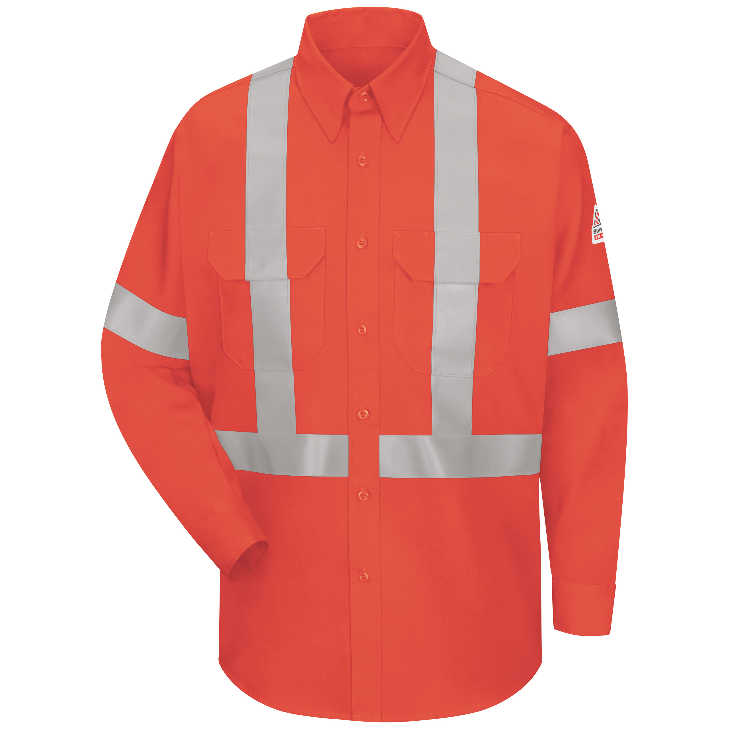 Bulwark® Men's Lightweight FR Enhanced Visibility Uniform Shirt with Reflective Trim 2