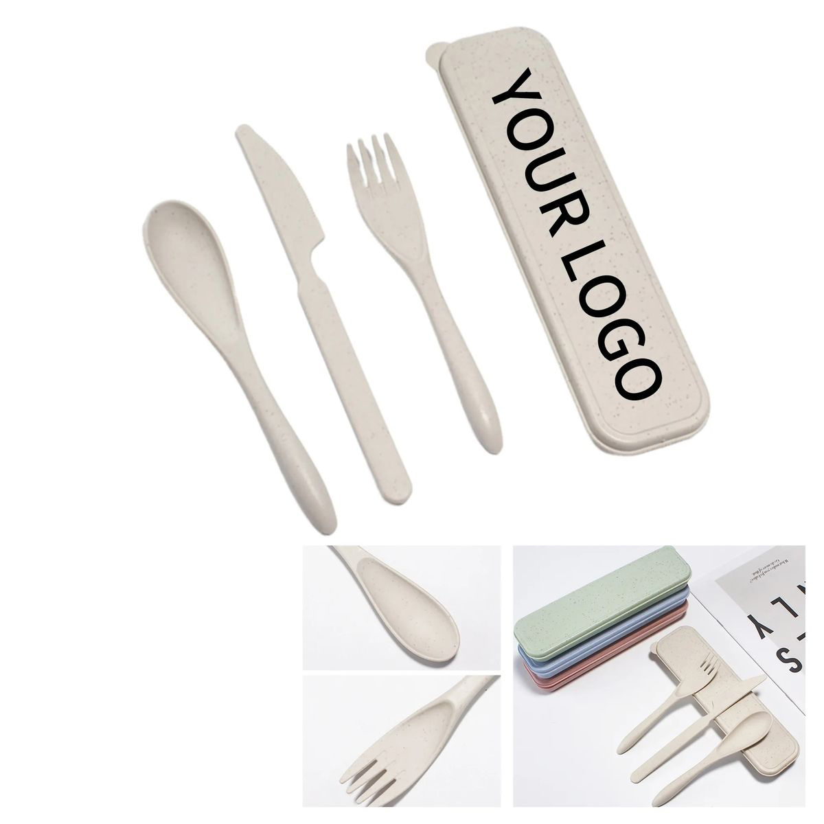 Durable Wheat Straw Cutlery Set for Camping Trips 3