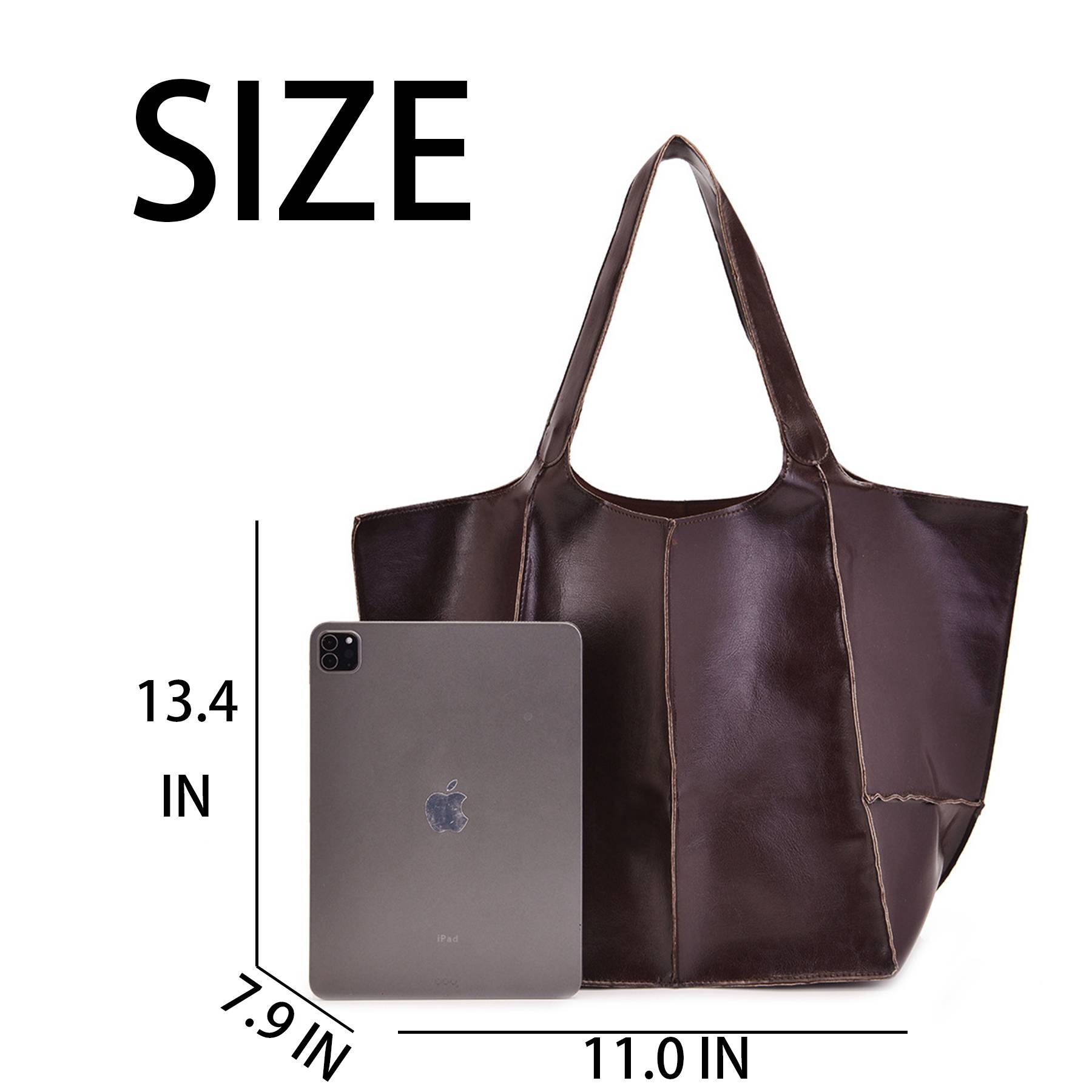 PU Large capacity wax peel ancient oil tote bag 3