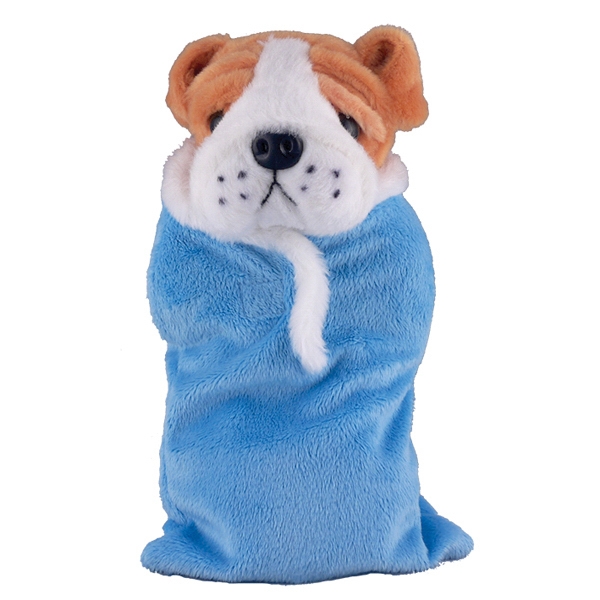 Soft Plush Bulldog in Baby Sleep Bag Stuffed Animal
