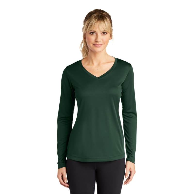 Sport-Tek Women's Long Sleeve PosiCharge Competitor V-Neck Tee. 86