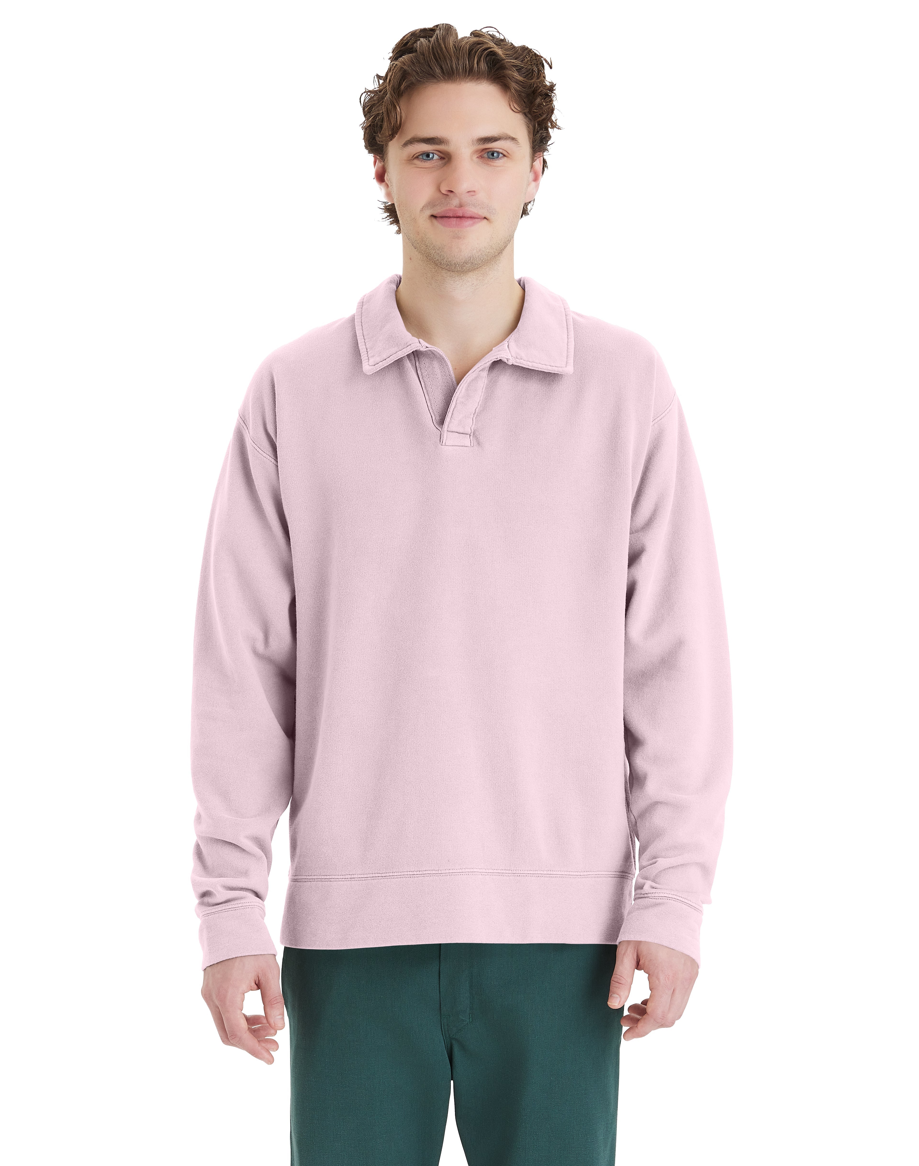 Garment Dye Polo Collar Sweatshirt 7
