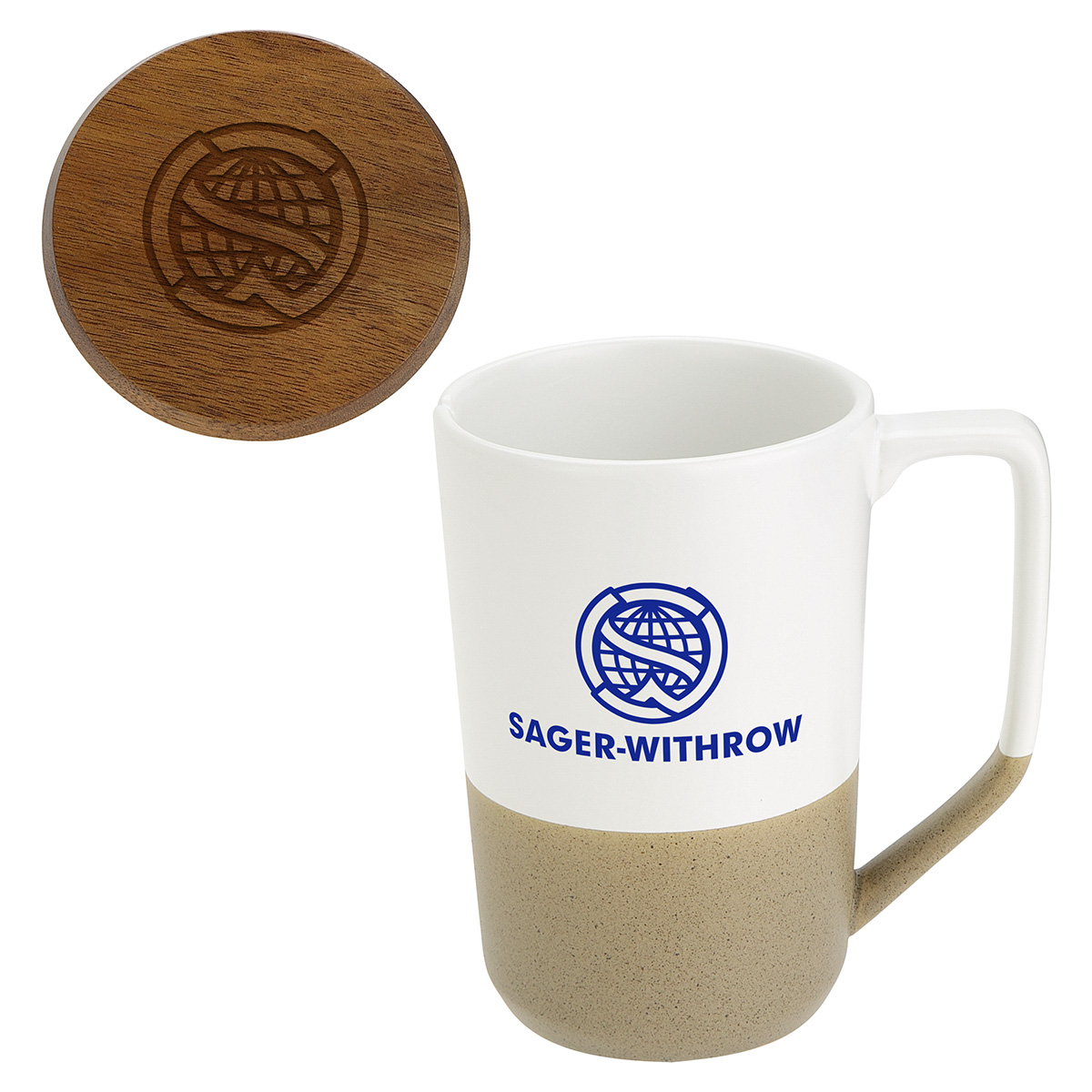 Bellaria 15 oz Ceramic Mug with Wood Lid 20