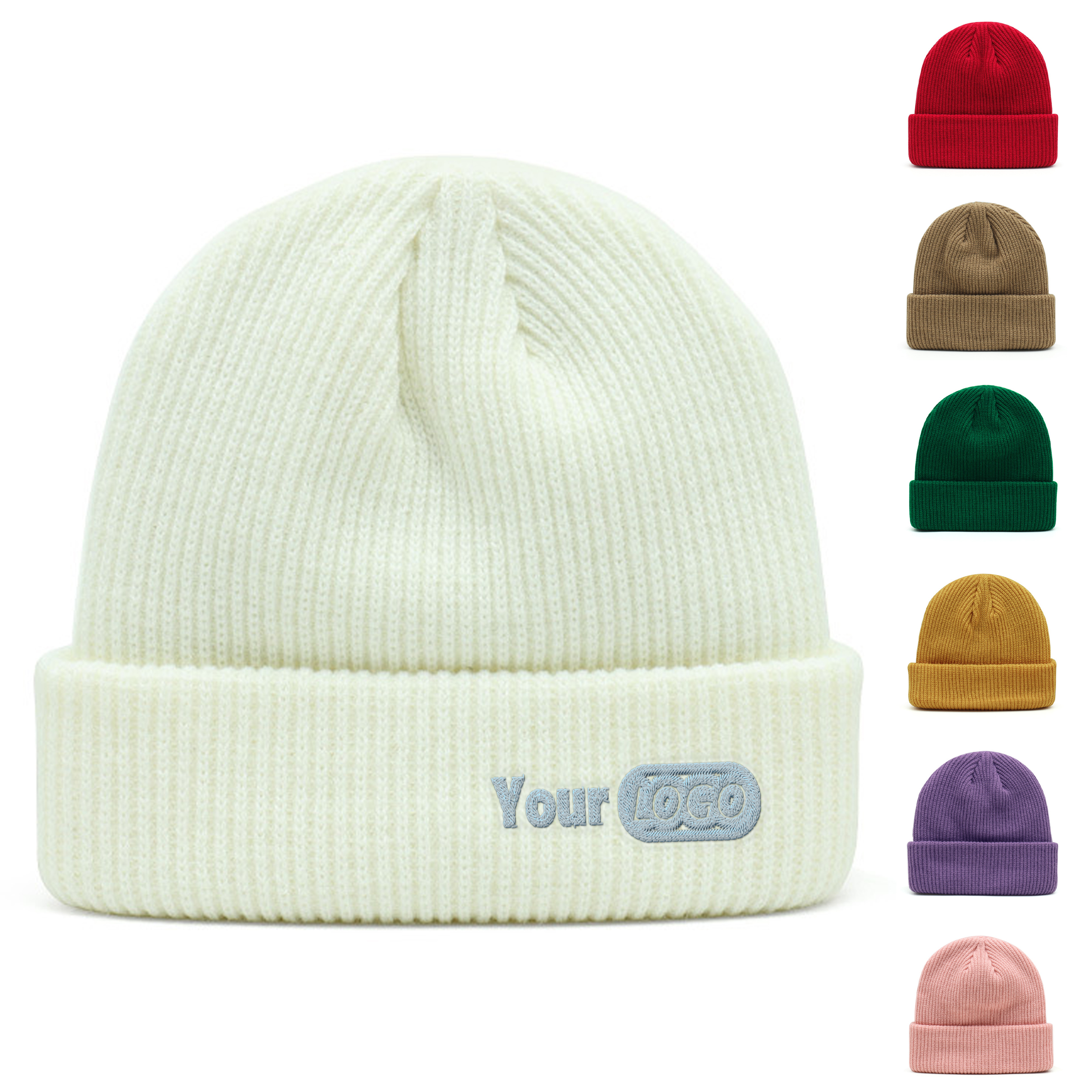 Knit Solid Color Warm Coarse Yarn Hat 4
