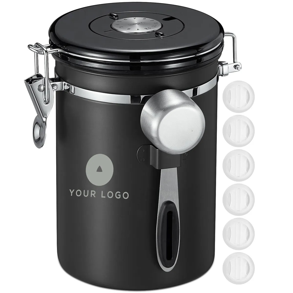 Stainless SteeCoffee Canister with Date Tracker and Scoop 2