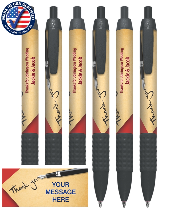 Union Printed, Certified USA Made "Thank You" Click Grip Pen 1