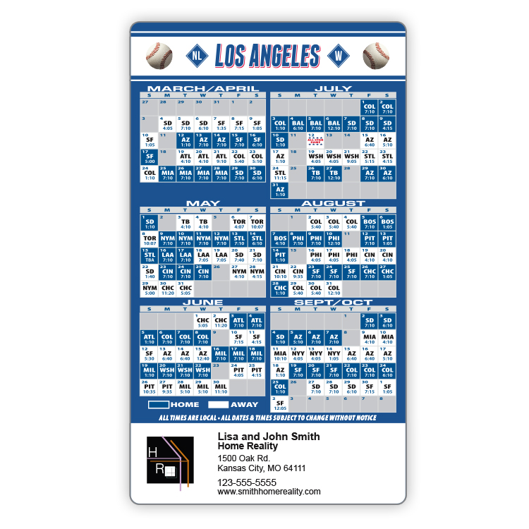Magnet Sport Schedules - 4x7 Baseball Round Corners - 25 mil. 3