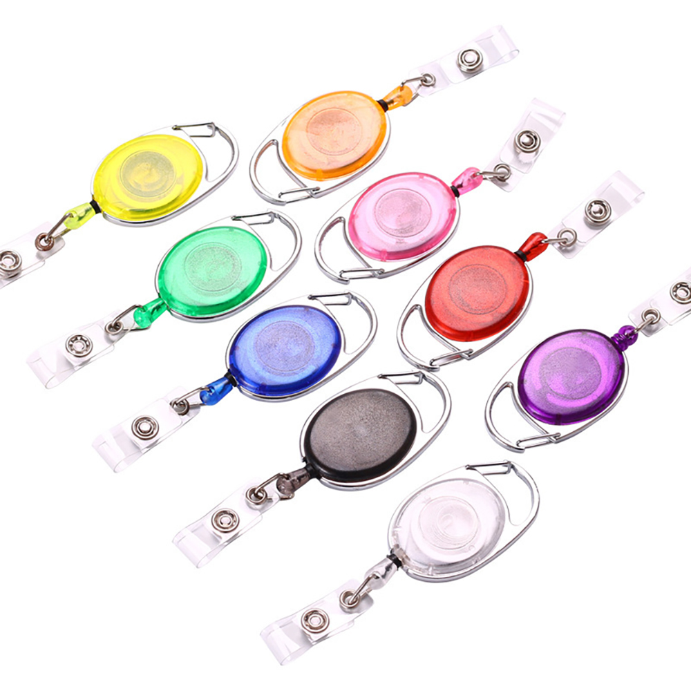 Both Side Flat Transparent Oval Carabiner Badge Reel 3