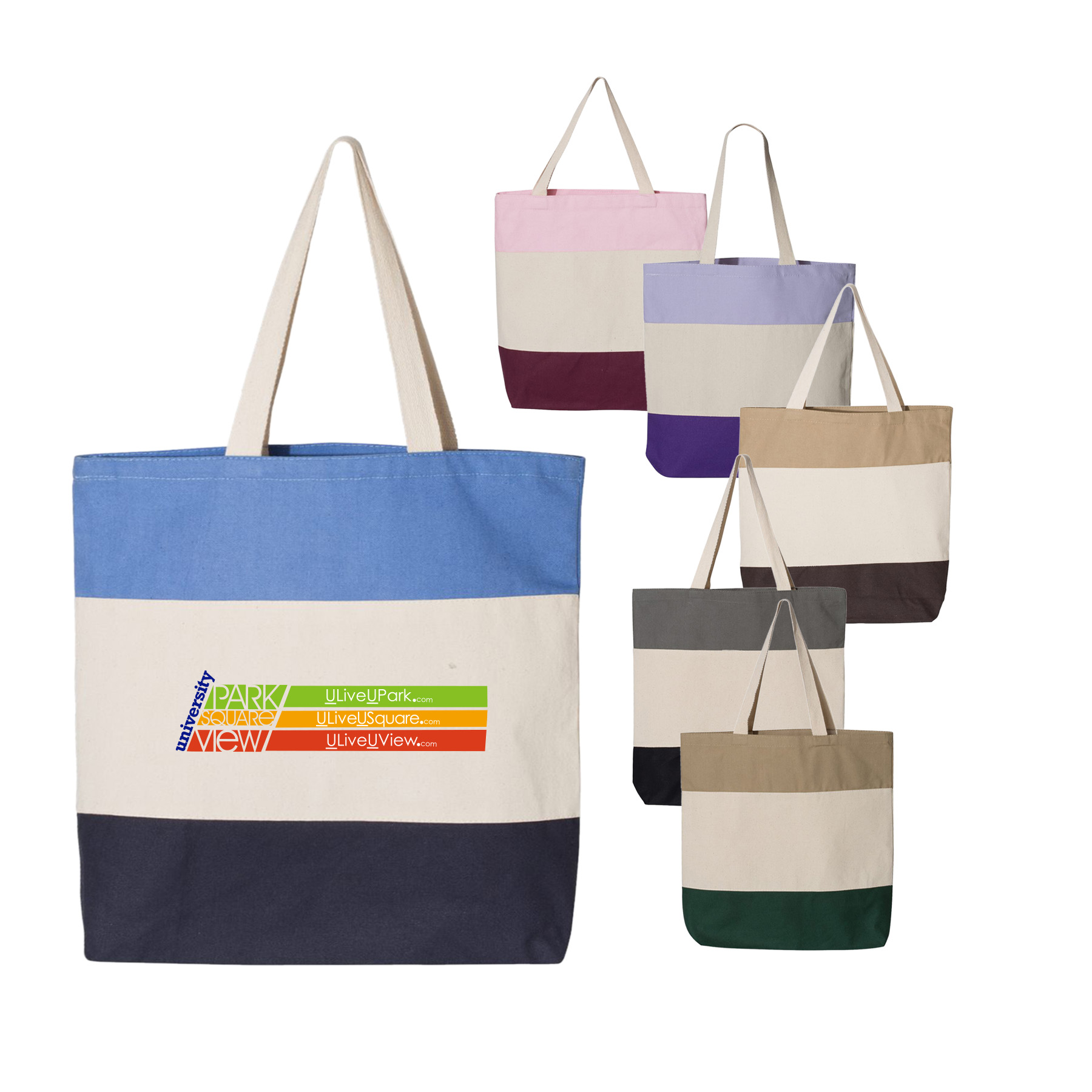 12 oz. 100% Heavy Canvas Webbed Handles Tri-Color Tote Bag 7