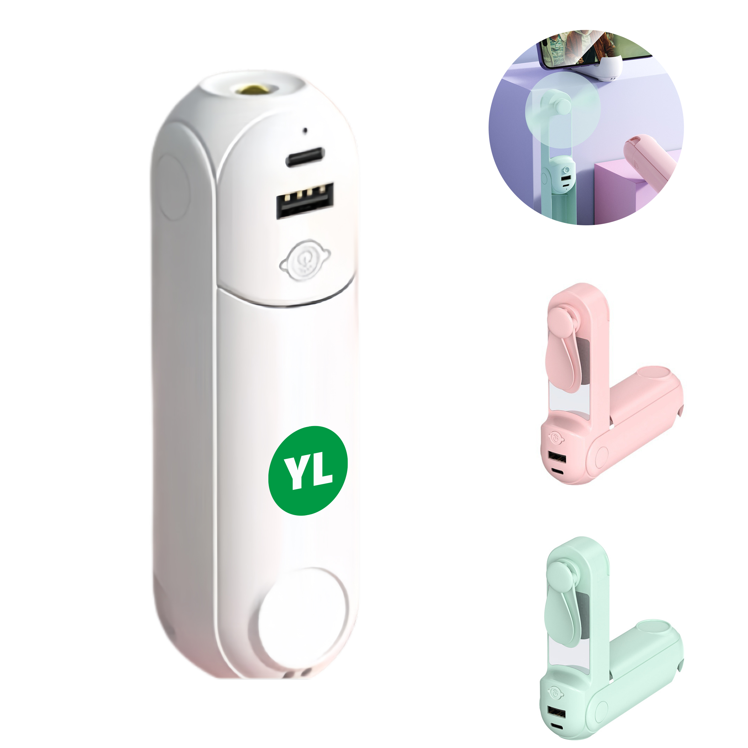 Portable Mini Fan with Night Light & Charger 4