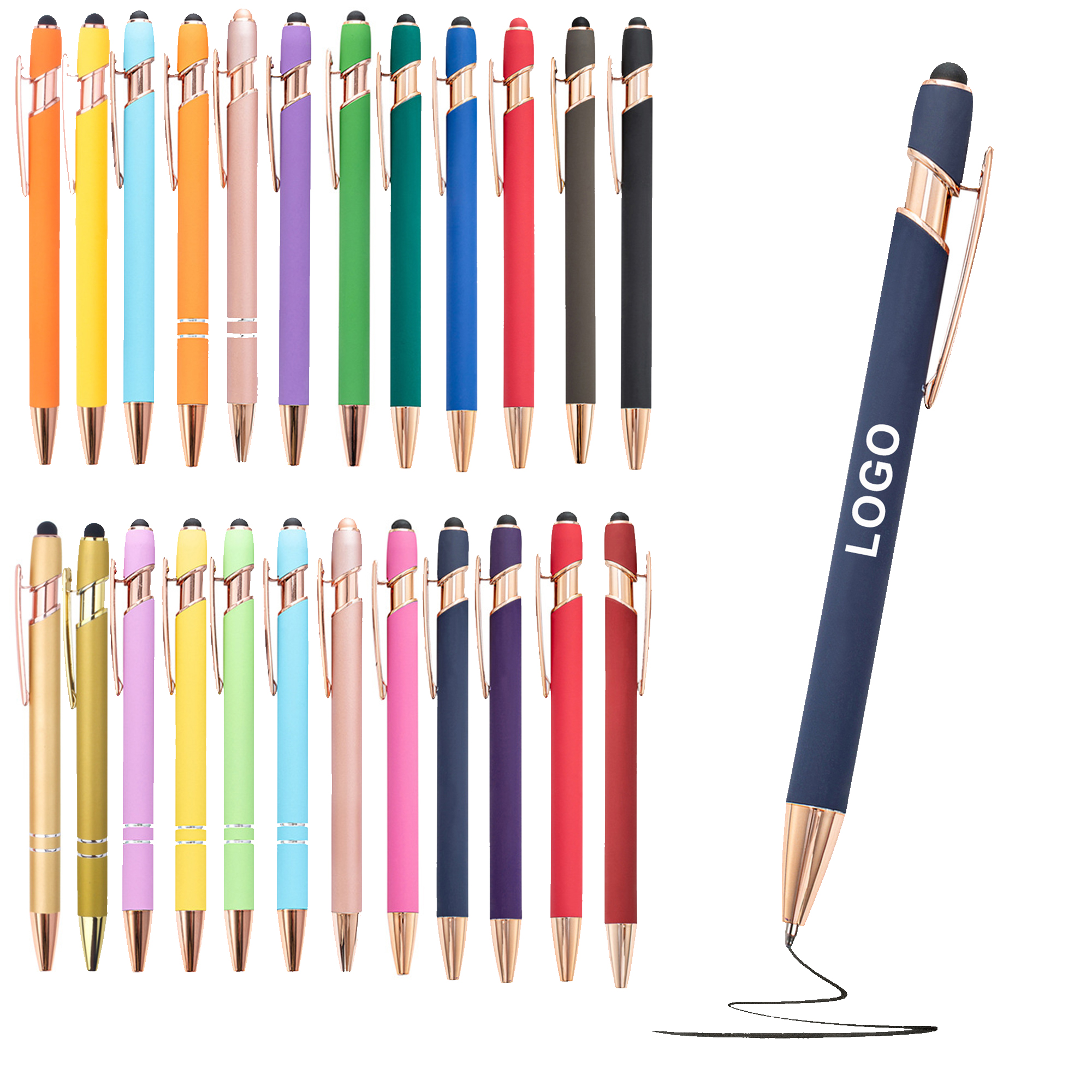Stylus Ballpoint Smooth Touch Pens with Rose Gold Trims 1