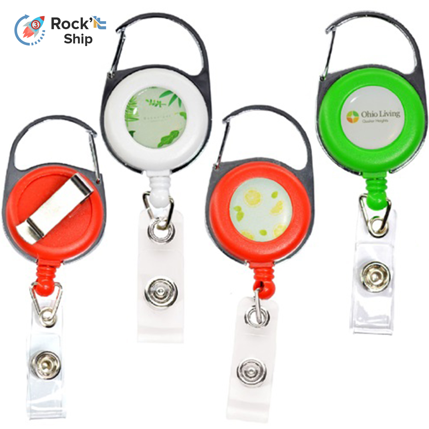 Rock'it 3-Day Retractable Carabiner Round Badge Reel w/ Belt Clip 4