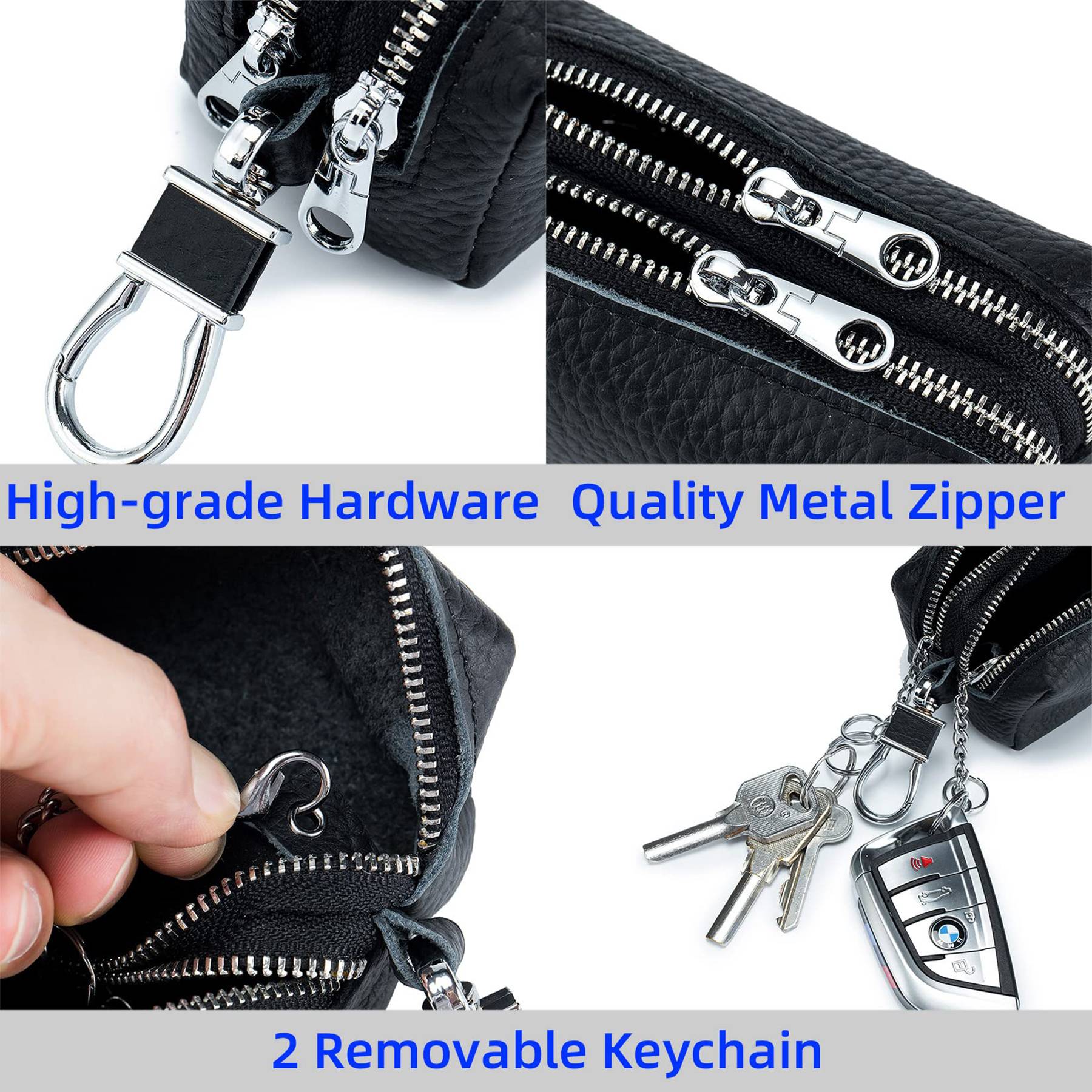 Unisex Double Zipper Keychain Wallet 4