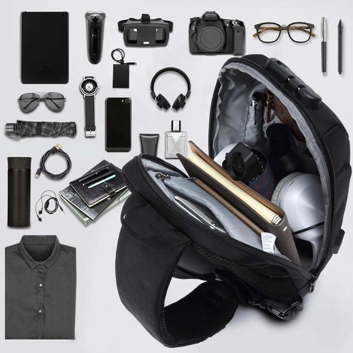 Anti Theft Usb Recharging Sling Crossbody Backpack 3