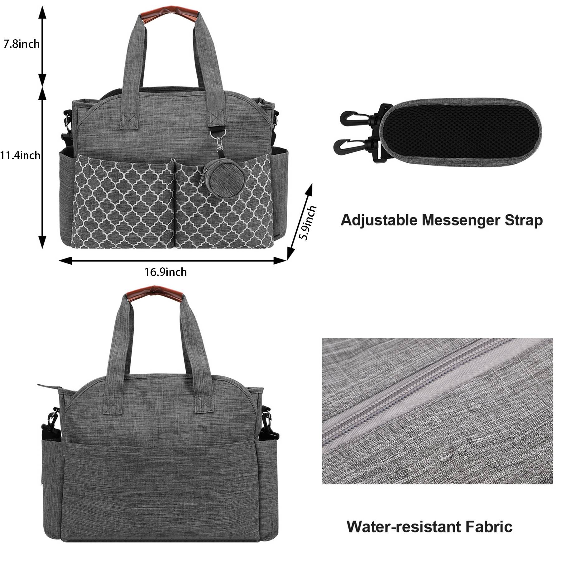 Polyester Large Capacity Diaper Tote Mommy Cross-body Bag 4