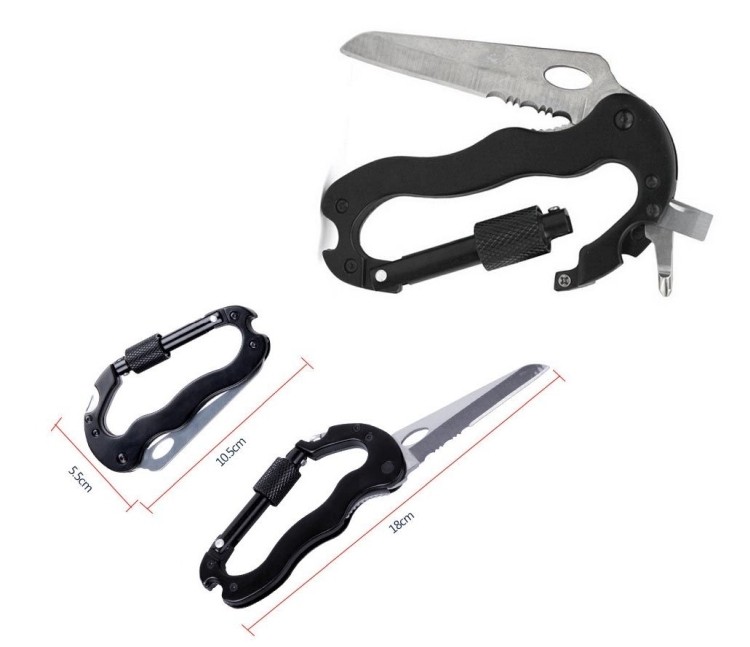 Black Color Multi-Function Climbing Buckles-Outdoor Tools.4 1/5"*2 1/5" 2