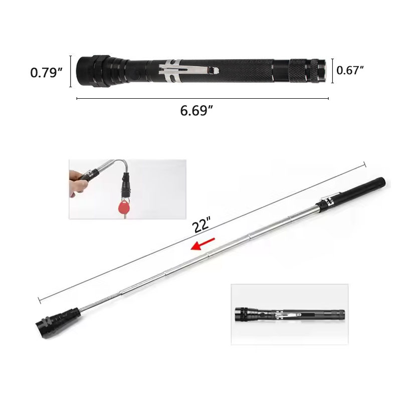 Telescopic Magnetic Pickup Tool With LED Flashlight 4