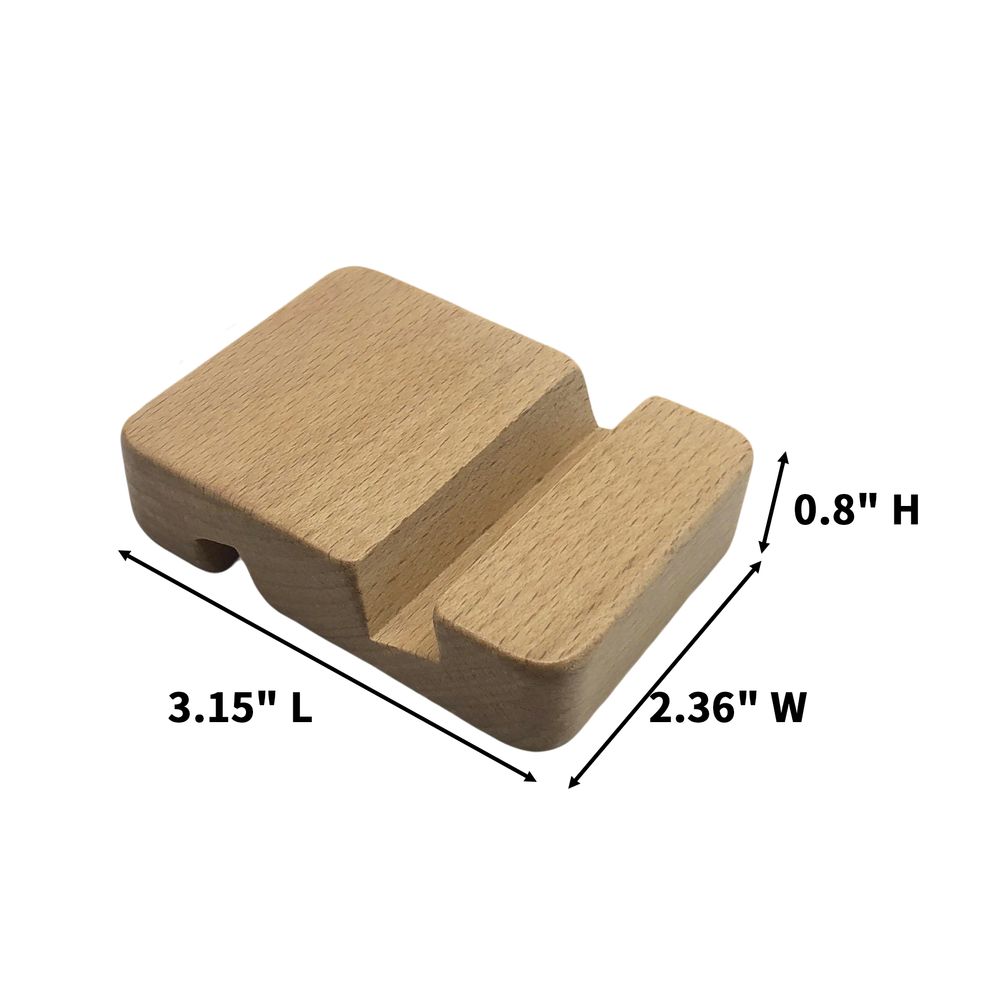 Beech Wood Phone Stand Dual Angle 3.15" Length X 2.36" Width X 0.8" Height 2