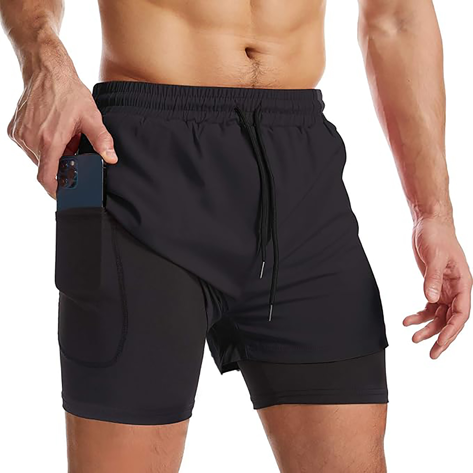 Men's 2 I n 1 Quick Drying Sports Shorts with Lining 19
