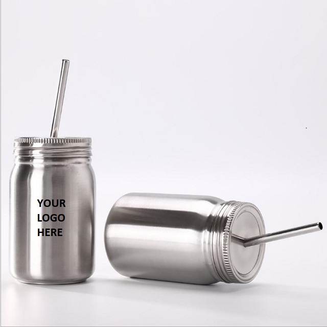Stainless Steel Mason Jar with Straw 16 oz 4