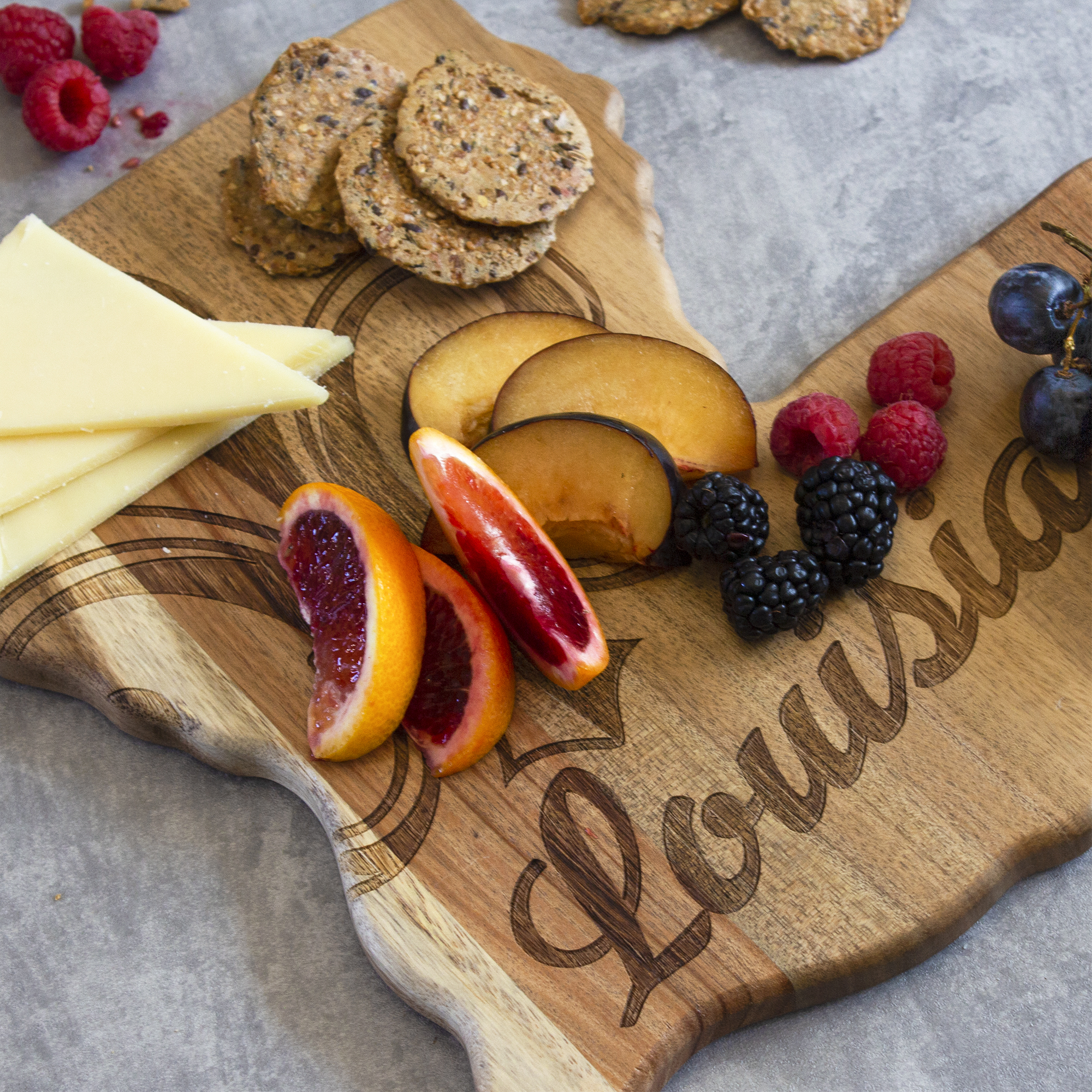 Rock & Branch® Origins Series Louisiana State Shaped Wood Serving and Cutting Board 1