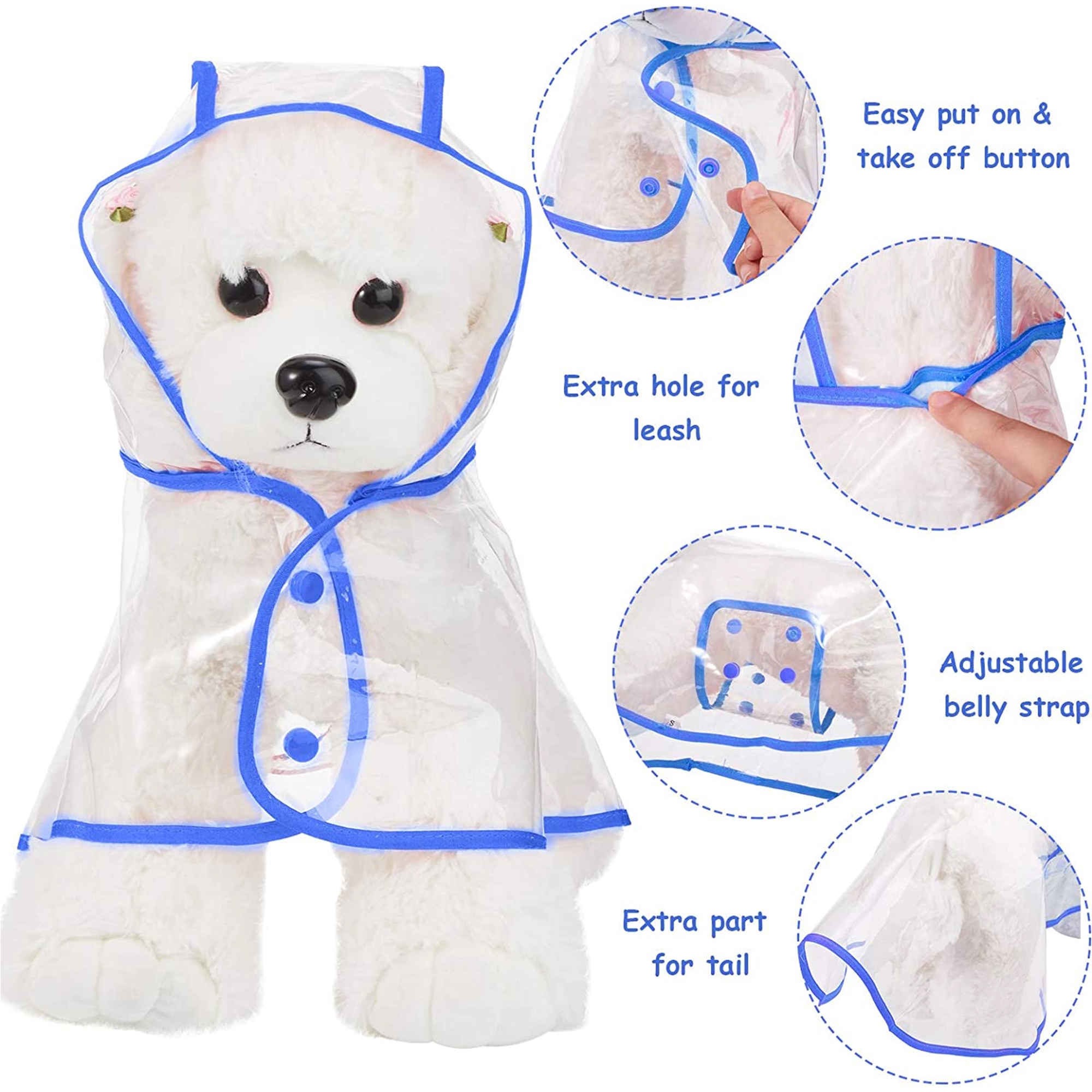 Pet Raincoats for Small Dog with Hood Poncho 4