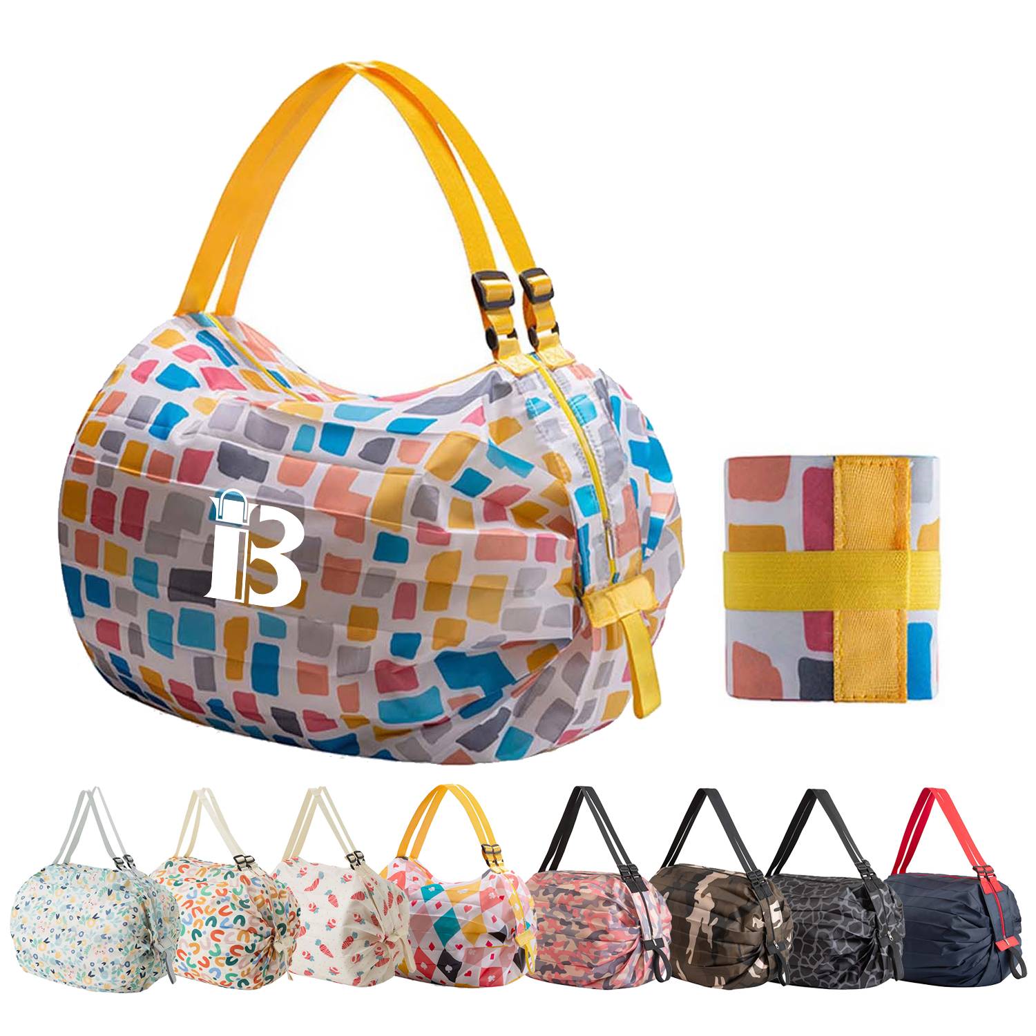 One-Shoulder Reusable Folding Grocery Bags for Shopping, custom tote bag with logo imprint 2