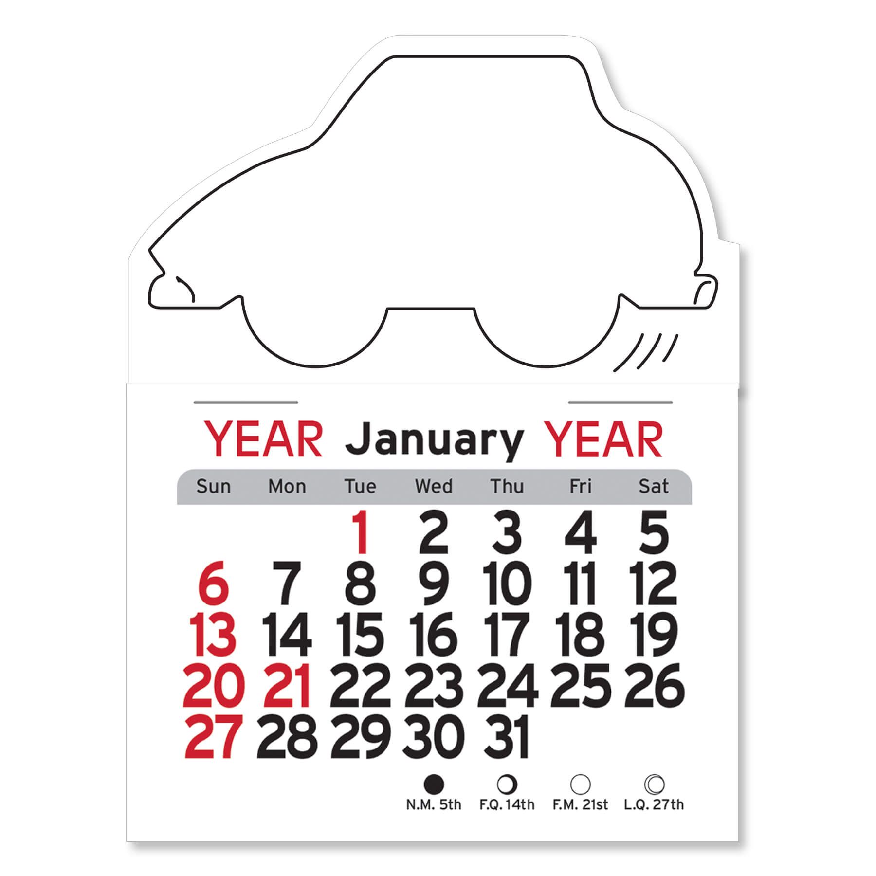 Adhesive Peel-N-Stick® Calendar - Car 5
