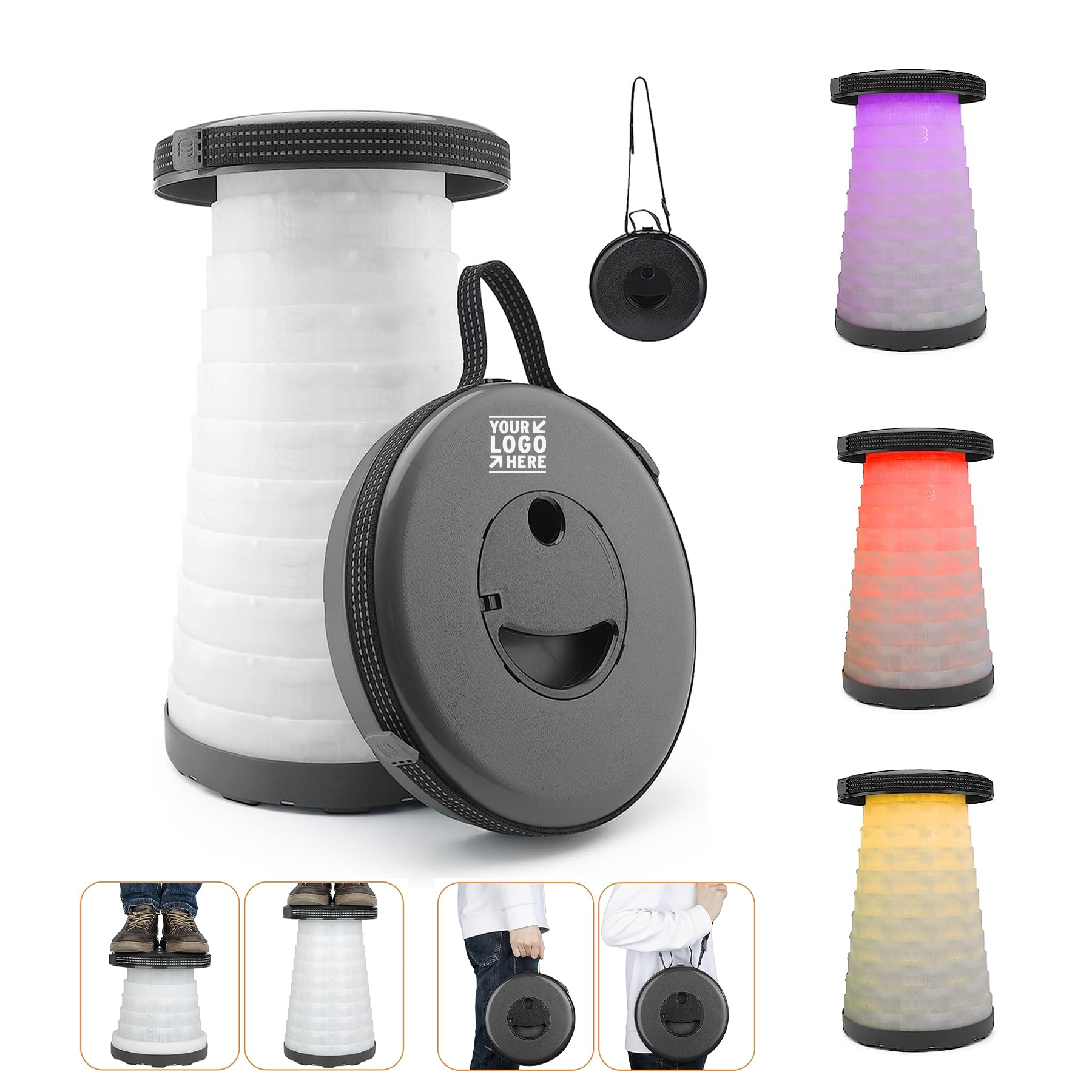 Light and Adjustable Strap Telescopic Stool