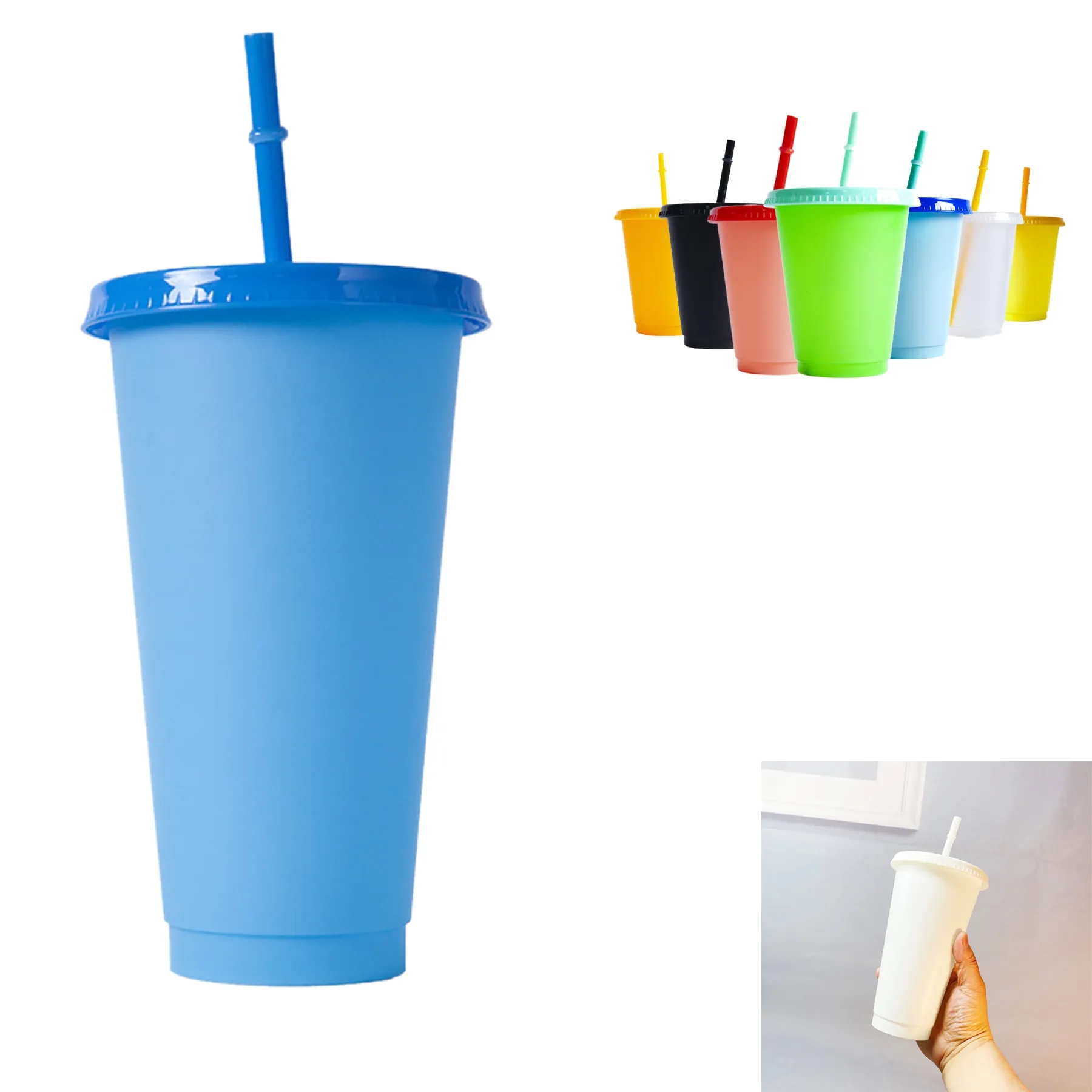 Reusable Color Changing Cup Plastic Tumblers With Lids 5