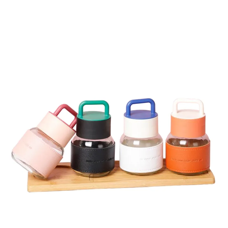 Mini Portable 300ml Glass Cup with Protective Sleeve – Travel-Friendly Reusable Bottle 2