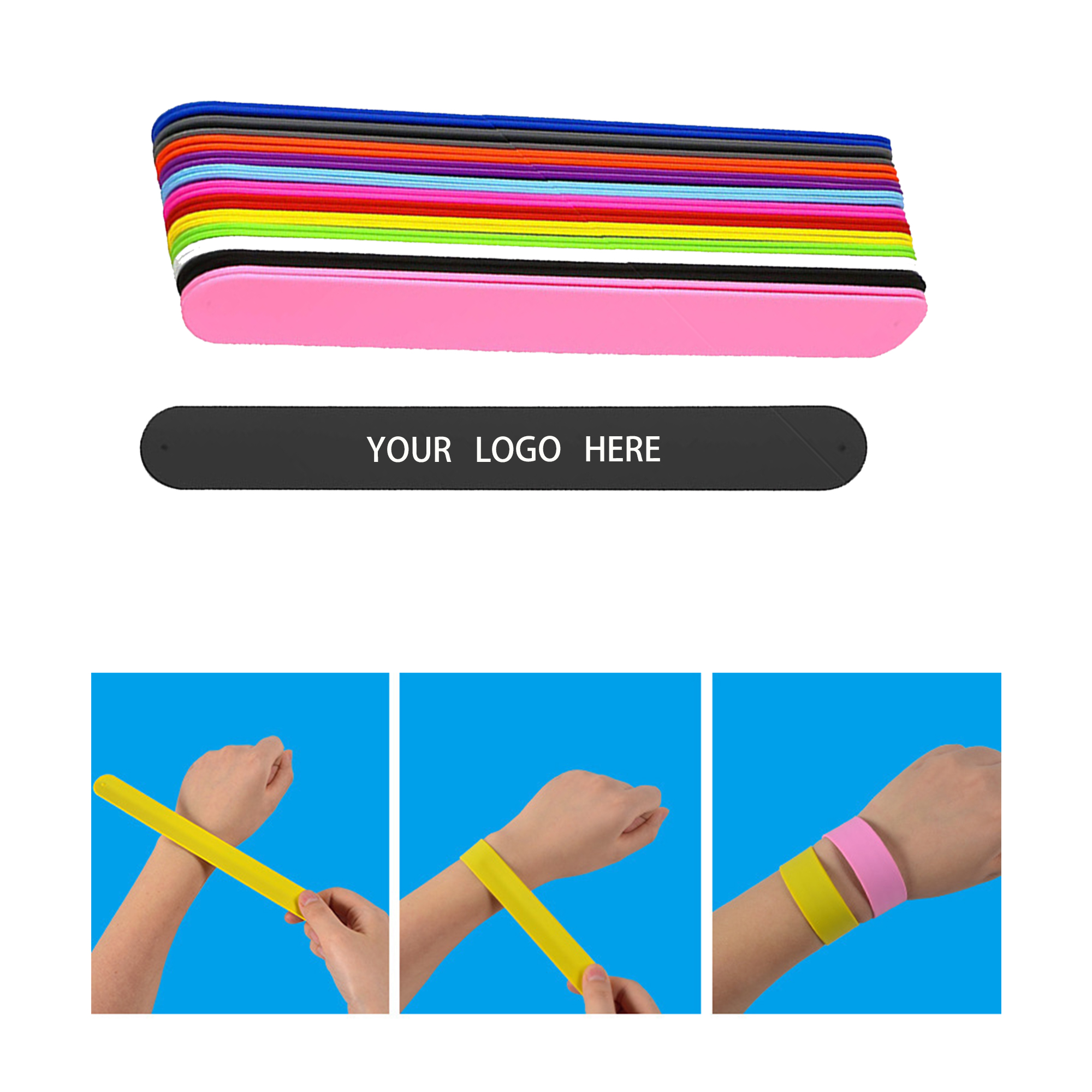 MOQ:100pcs Custom Logo Wristband 3
