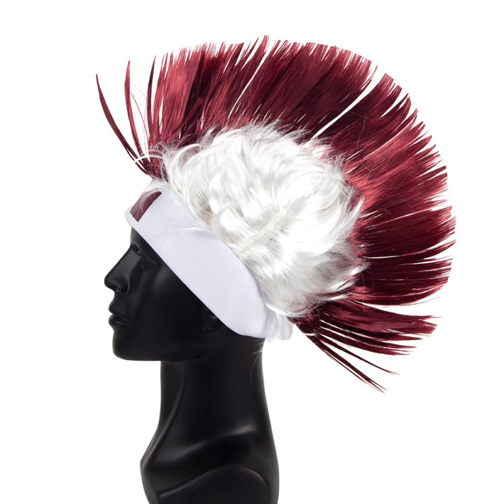 Qatar World Cup National Flag Football Fans Mohican Hairstyle Wig 4