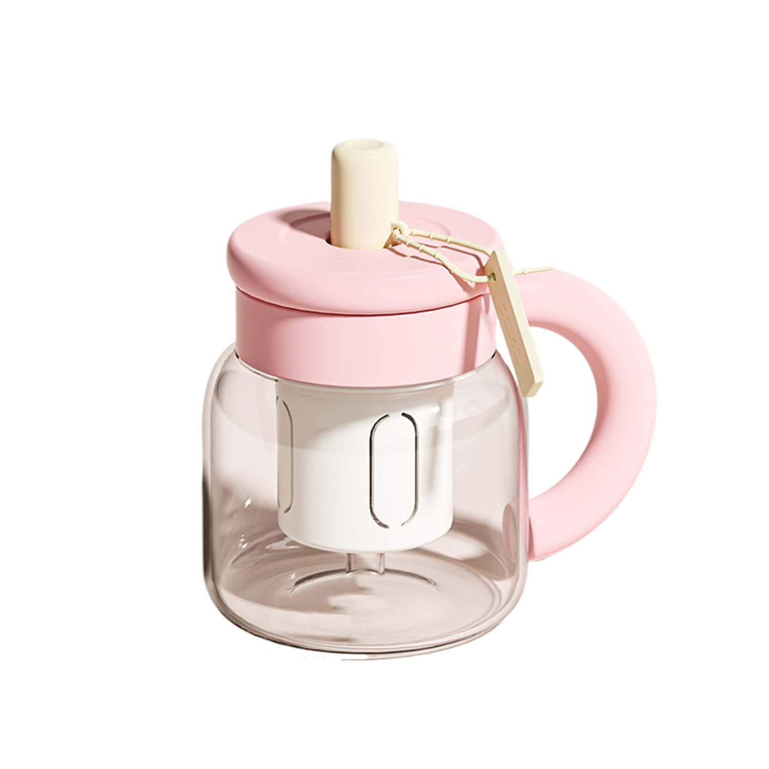 30Oz Large Capacity Glass Flower Tea Cup w/ Straw 3