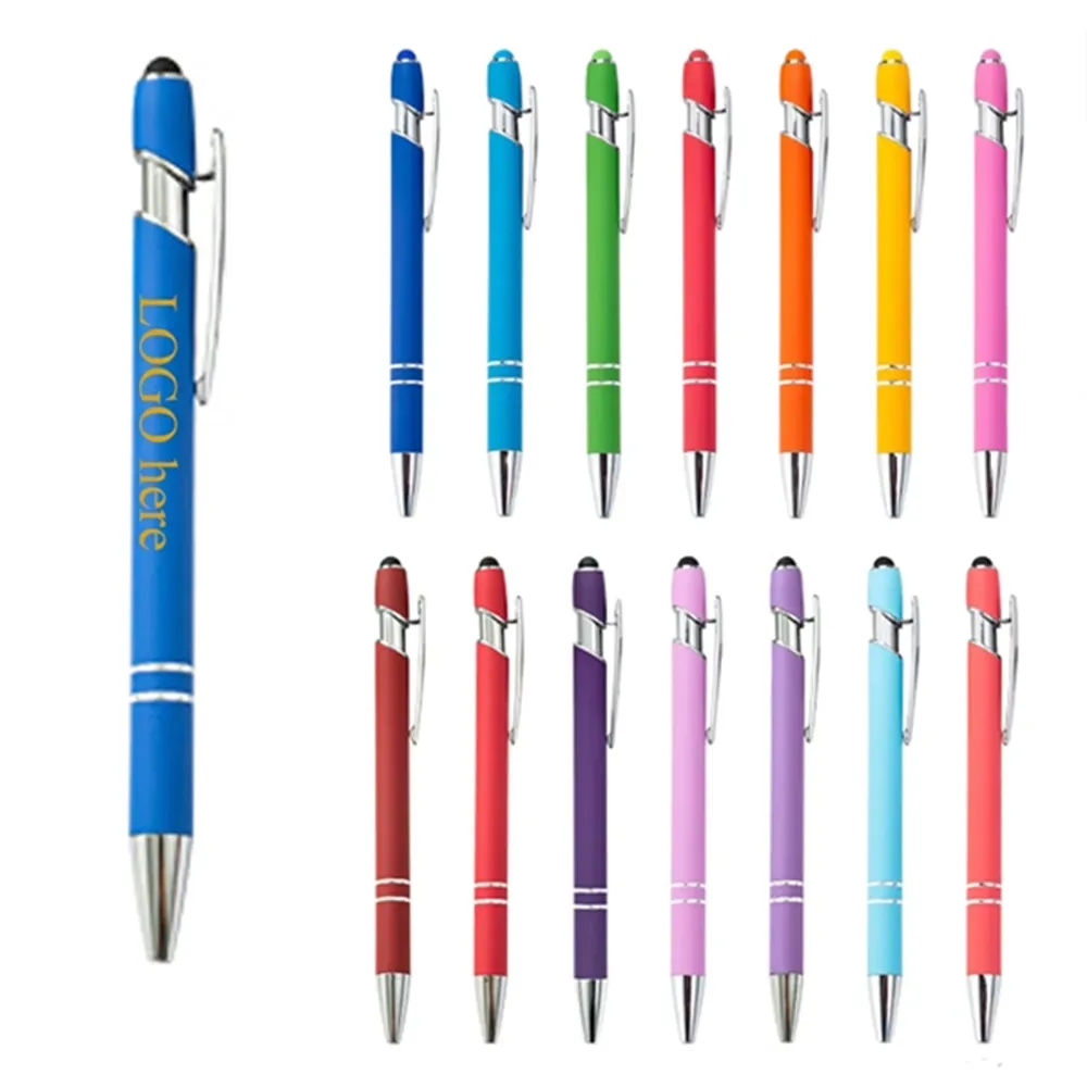 Soft Touch Metal Ballpoint Pen With Color Stylus Tip 4