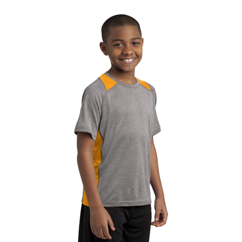 Sport-Tek Youth Heather Colorblock Contender Tee. 12