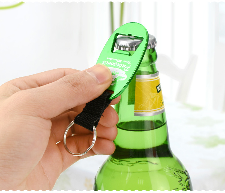 Oval Bottle Opener Keychain W/ Strap (Custom) 3