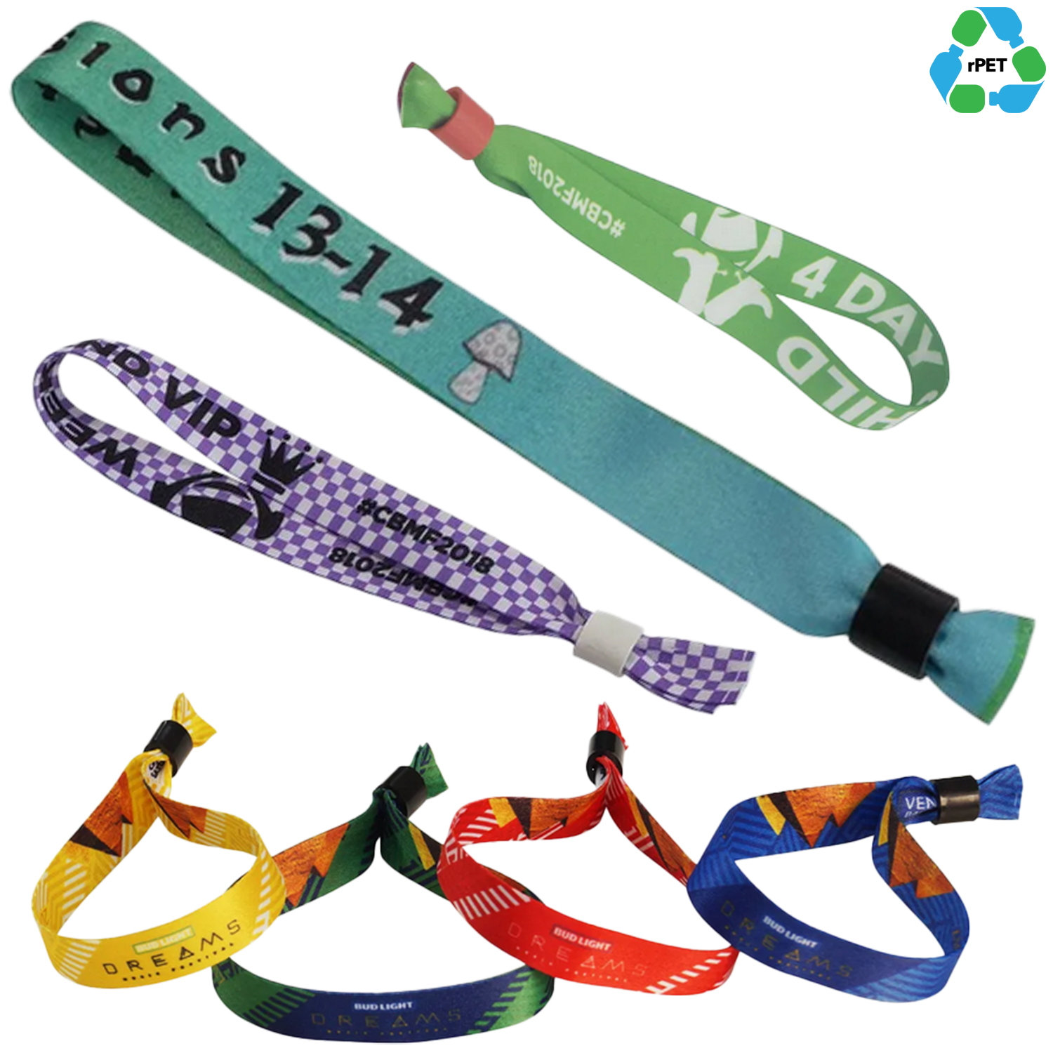 1/2" rPET Recycled Sublimated Eco-friendly Event Wristbands 7
