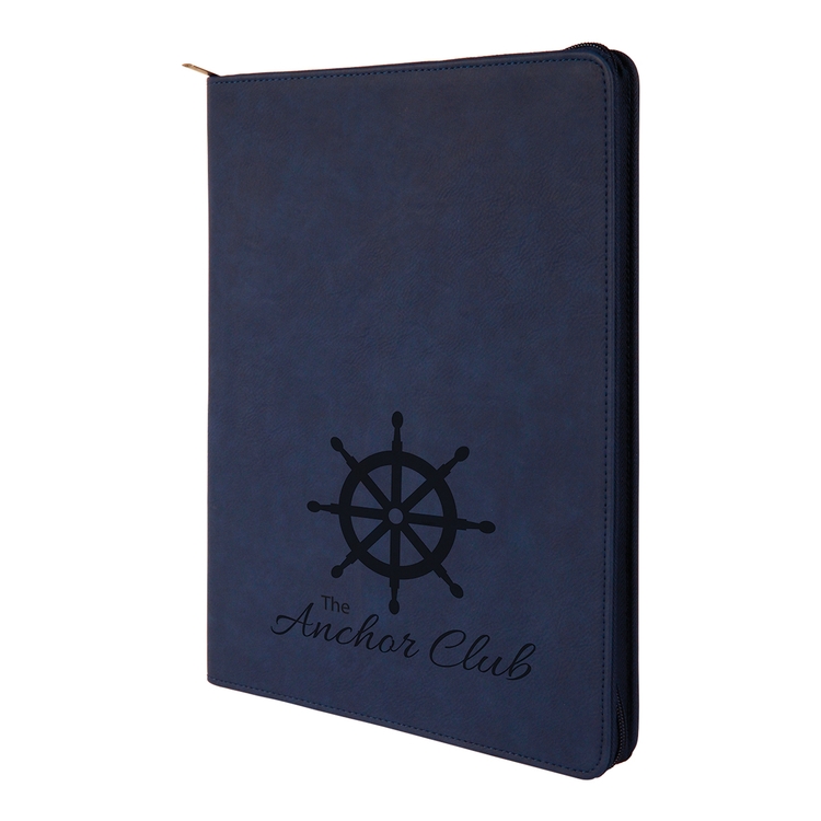 9" x 12" Leatherette Blue/Black Portfolio with Zipper 5