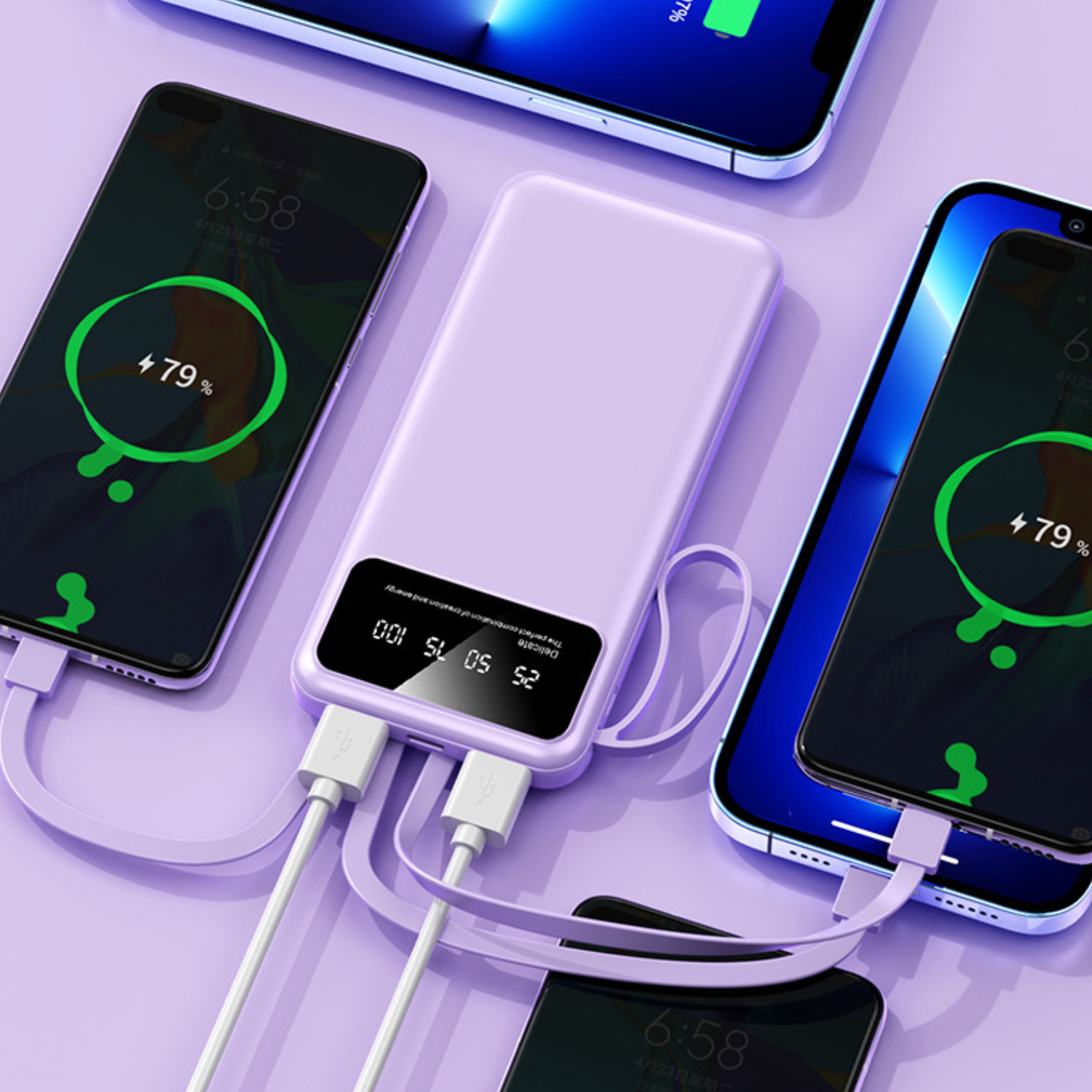 10000mAh Portable Power Bank w/ 4 Built in Cables 8