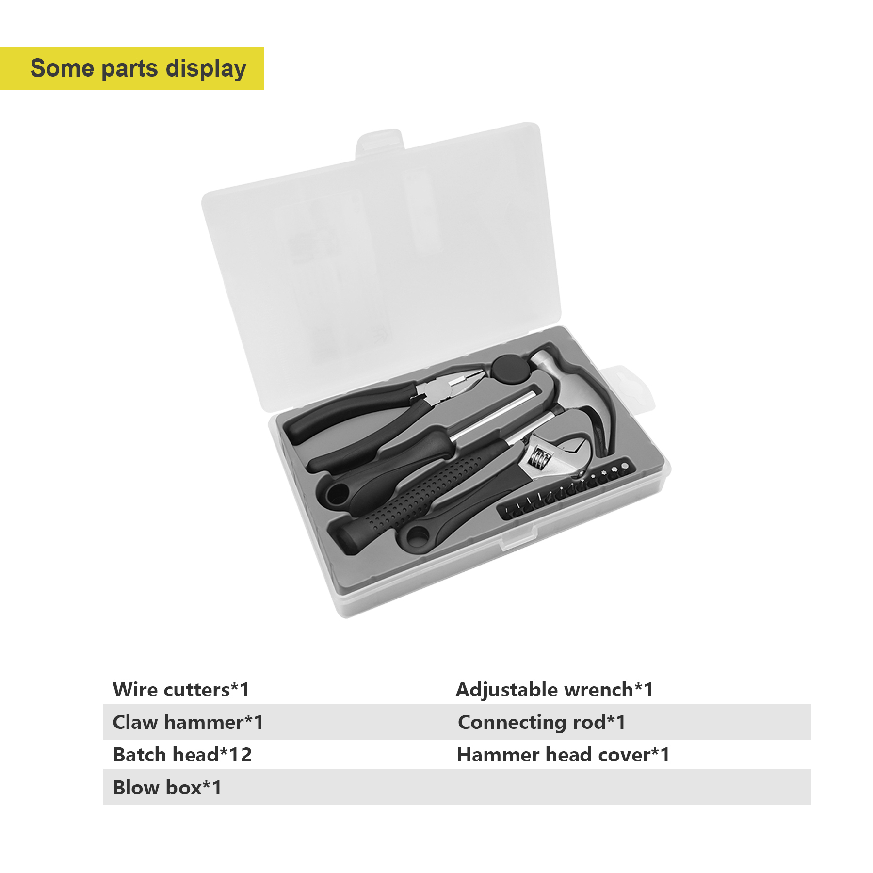 HandyPro 18pc Household Tool Set with Hammer, Adjustable Wrench, and Pliers 12