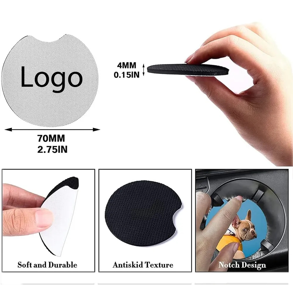 Car Coasters Bulk Cup Mat Sublimation Blanks Rubber 2